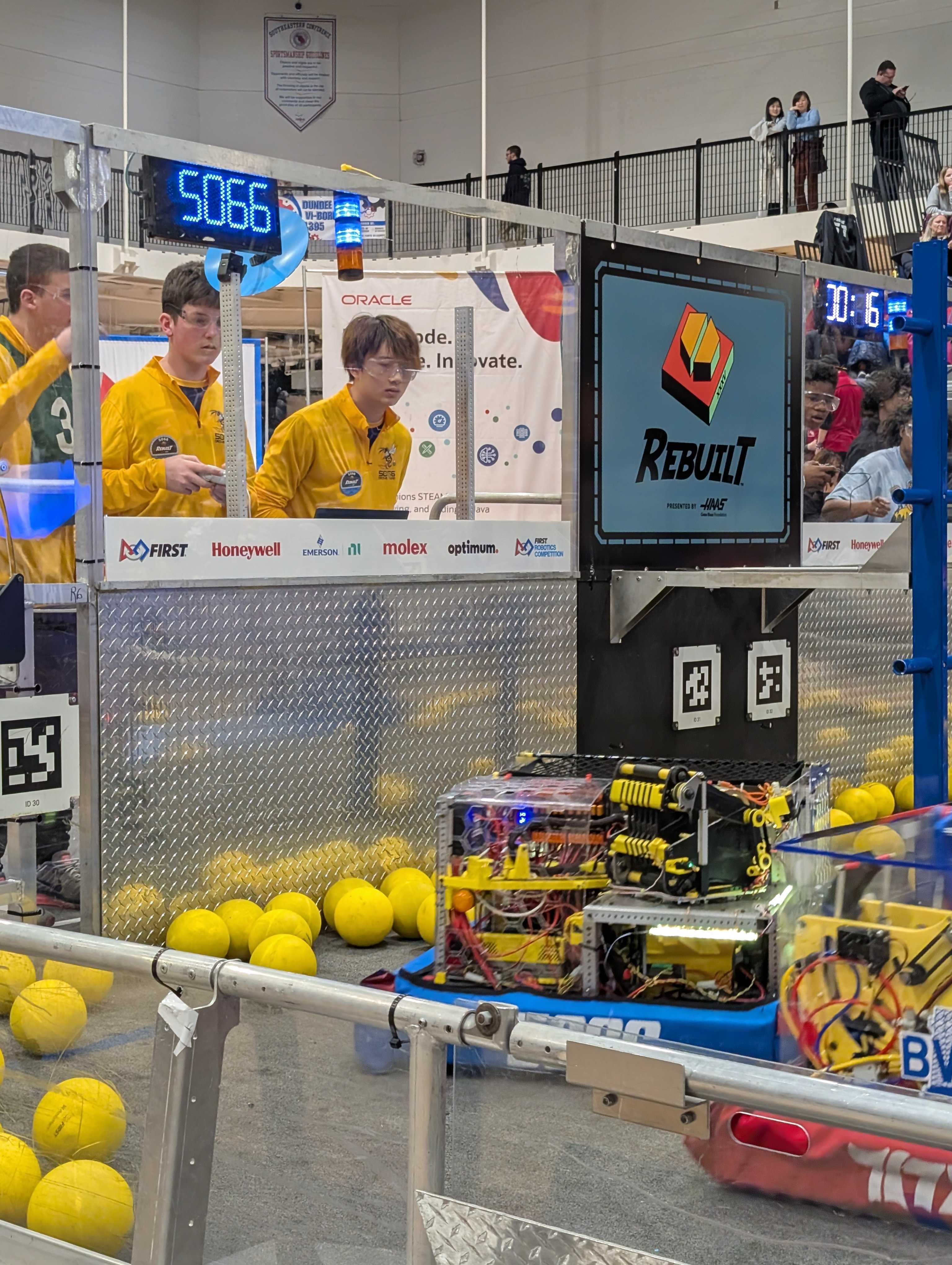 Me and a teammate driving the robot